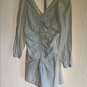 Lena White Linen mini dress NWOT Size Medium Puff Sleeve